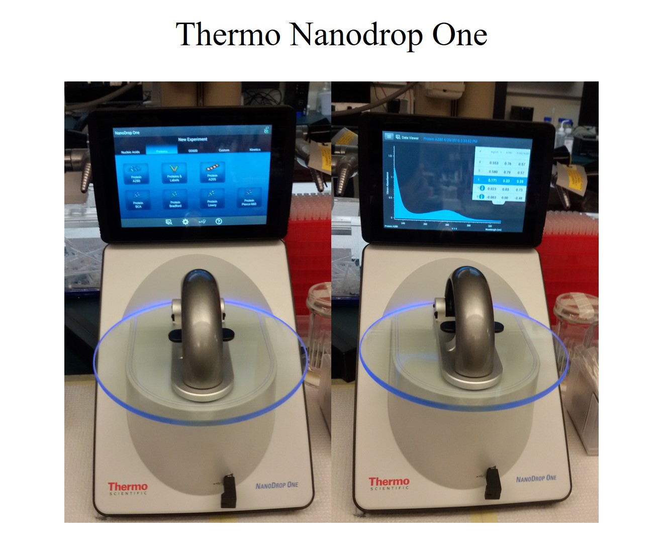 Thermo Scientific™ NanoDrop™ One/OneC 微量 UV-Vis 分光光度计是一款专为生命科学研究设计的高性能实验室仪器，主要用于准确测量极少量核酸、蛋白质等生物样品的浓度和纯度。NanoDrop™ 系列分光光度计因其高灵敏度、便捷性和快速的操作流程而闻名，广泛应用于分子生物学、基因组学、蛋白质研究、药物开发等领域。
<BR>
<BR>